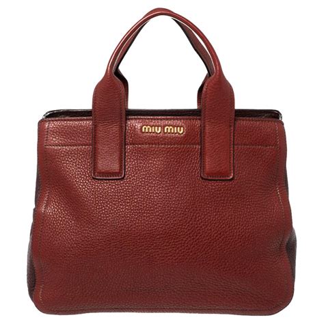 Miu Miu Vitello Caribou Leather Tote on SALE 